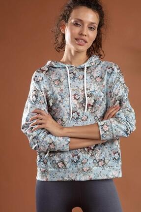 Y-London Kadın Çiçekli Boyfriend Kapşonlu Sweatshirt Y20w126-10716