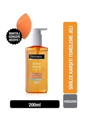 Neutrogena Sivilce Karşıtı Günlük Yüz Temizleme Jeli 200 Ml + Makyaj Süngeri Hediye