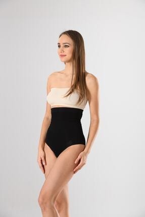 Miss Fit Kadın Siyah Dikişsiz Sıkılaştırıcı İnce Mideli Slip Slikon Korse