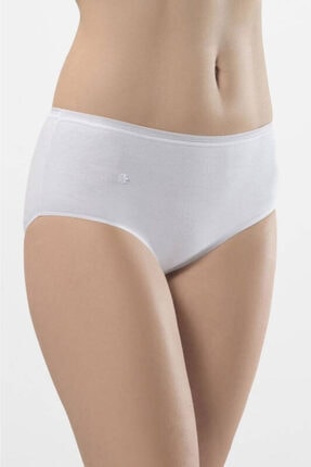 TÜREN Kadın Beyaz Yüksek Bel Abiye Ribana Bikini Külot 2'li Paket 234