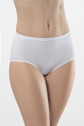 TÜREN Kadın Beyaz Yüksek Bel Likralı Biyeli Kom Bikini Külot 2'li Paket 241