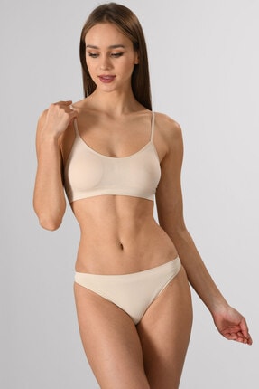 Miss Fit Ince Askılı 11003 Büstiyer Ten Pedli Örme Seamless Dikişsiz Basic Kadın Büstiyer