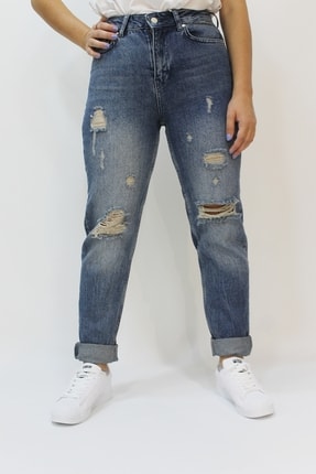Twister Jeans Sandy 9368-01 Mom Yırtık Detaylı Kadın Kot Pantolon