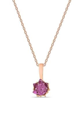 Herisson Kadın 925 Ayar Gümüş Zirkon Lavender Taşlı Lotus Kolye Hklsk1306
