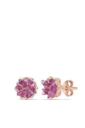 Herisson Kadın 925 Ayar Gümüş Zirkon Lavender Taşlı Lotus Küpe Hklsq1311