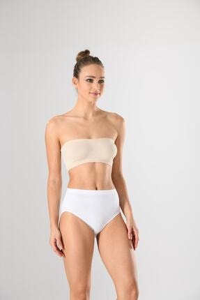 Miss Fit Kadın Beyaz Dikişsiz Yüksek Bel Bato Slip Külot Basic Seamless