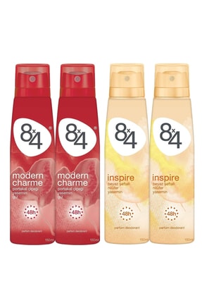 8x4 Modern Charme Deodorant Kadın 150 ml 2 Adet + Inspire Deodorant Kadın 150 ml 2 Adet