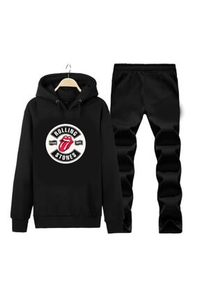 Art T-shirt Unisex Siyah R.stones Ist98 Baskılı Eşofman Takımı