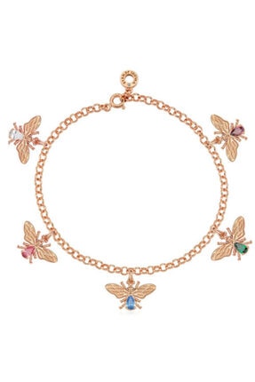 Valori Jewels Şanslı Arı, Çoklu Swarovski Zirkon Renkli Taşlı, Rose Gümüş Bileklik