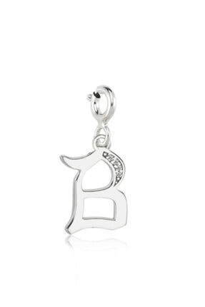 Valori Jewels Kadın Gümüş B Harfi Swarovski Zirkon Beyaz Taşlı Gümüş Charm