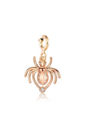 Valori Jewels Kadın Pembe Parıltılı Örümcek Swarovski Zirkon Beyaz Taşlı Gümüş Charm