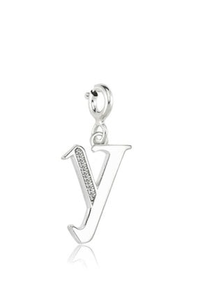 Valori Jewels Kadın Y Harfi Swarovski Zirkon Beyaz Taşlı Gümüş Charm