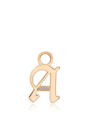 Valori Jewels A Harfi, Swarovski Zirkon Beyaz Taşlı, Rose Gümüş Küpe Charmı