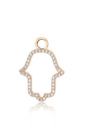 Valori Jewels Zarif Fatma Ana Eli, Swarovski Zirkon Beyaz Taşlı, Rose Gümüş Küpe Charmı