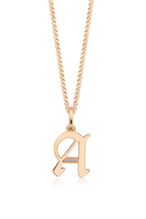 Valori Jewels A Harfi, Swarovski Zirkon Beyaz Taşlı, Rose Gümüş Kolye