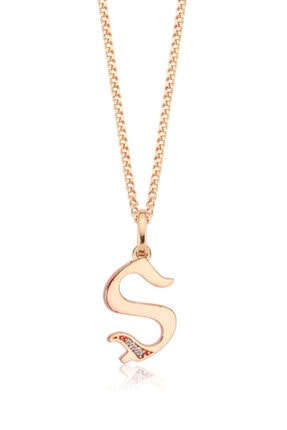 Valori Jewels Ş Harfi, Swarovski Zirkon Beyaz Taşlı, Rose Gümüş Kolye