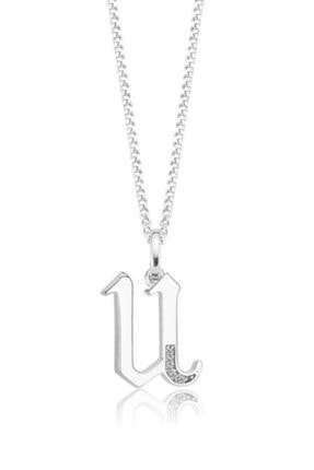 Valori Jewels U Harfi, Swarovski Zirkon Beyaz Taşlı, Gümüş Kolye