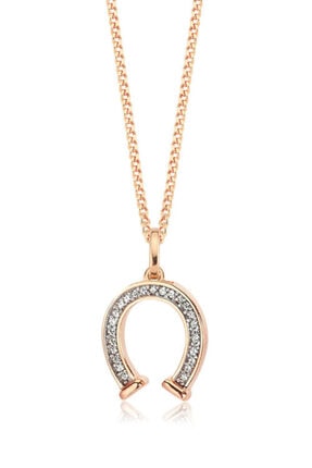 Valori Jewels Şanslı At Nalı, Swarovski Zirkon Beyaz Taşlı, Rose Gümüş Kolye