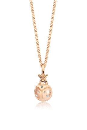 Valori Jewels Uğur Böceği, Swarovski Zirkon Beyaz Taşlı, Rose Gümüş Kolye