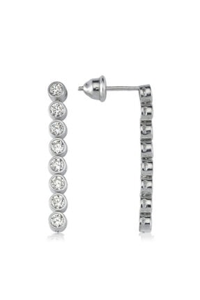 Valori Jewels Yuvarlak Montür, 1.76 Karat Swarovski Zirkon Taşlı, Gümüş Su Yolu Küpe