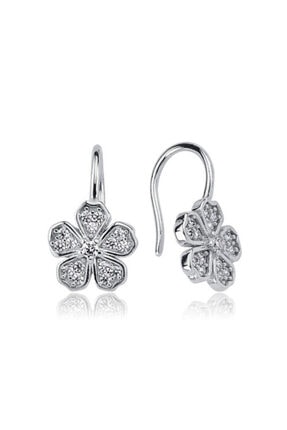 Valori Jewels Yonca, Swarovski Zirkon Beyaz Taşlı, Gümüş Kanca Küpe