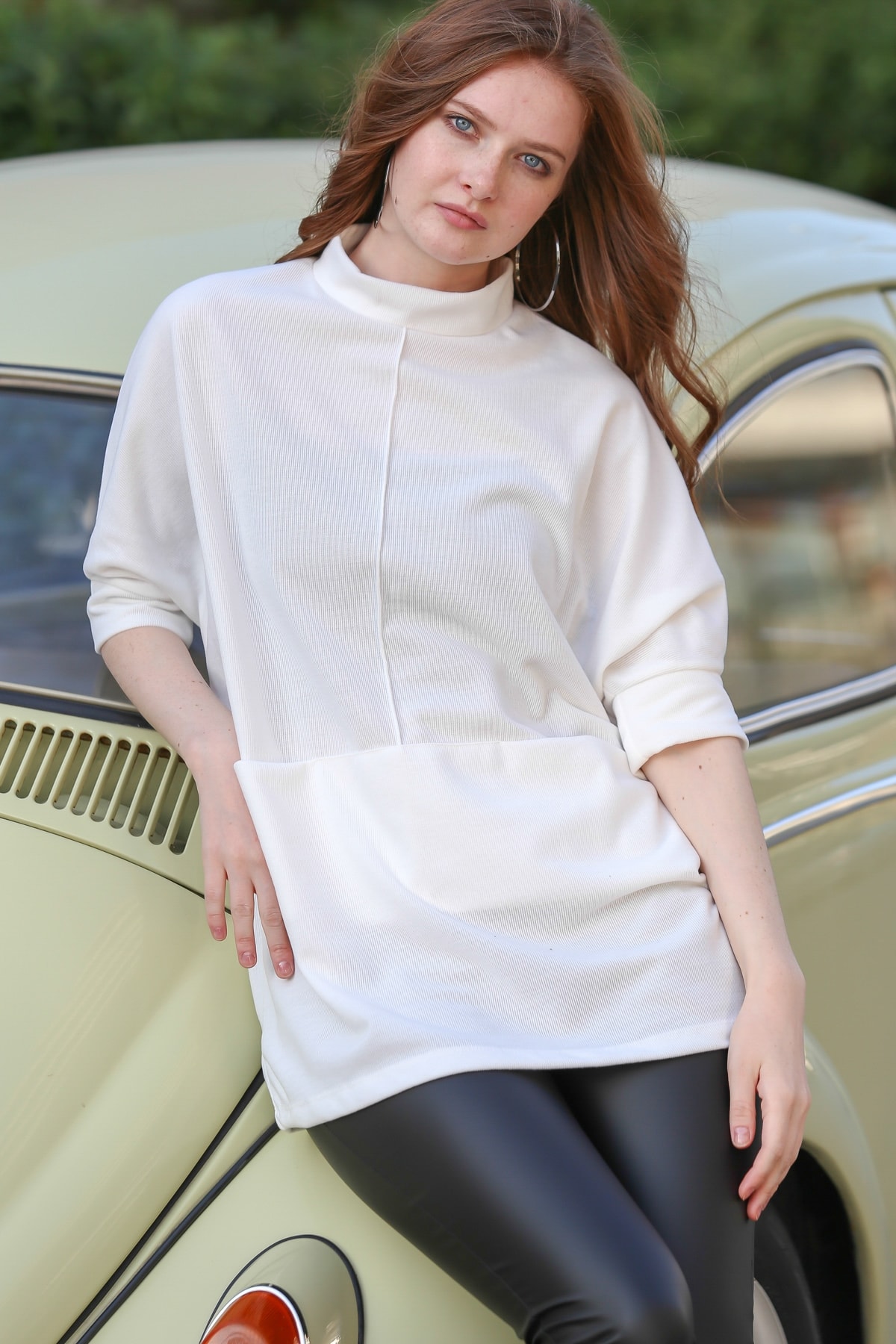 Chiccy Kadın Beyaz Casual Gizli Cep Detaylı Salaş Tunik M10010500TN99667
