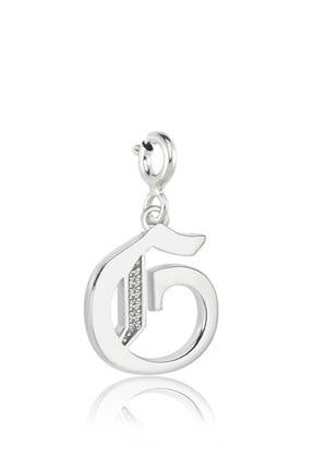 Valori Jewels G Harfi, Swarovski Zirkon Beyaz Taşlı, Gümüş Charm