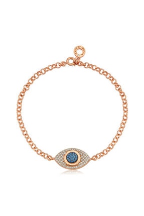 Valori Jewels Kadın Swarovski Zirkon Mavi Ve Beyaz Taşlı Rose Gümüş Bileklik 925 Ayar