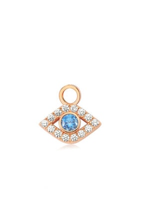 Valori Jewels Gösterişli Nazar Gözü, Swarovski Zirkon Mavi Ve Beyaz Taşlı, Rose Gümüş Küpe Charmı