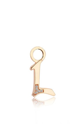 Valori Jewels L Harfi, Swarovski Zirkon Beyaz Taşlı, Rose Gümüş Küpe Charmı