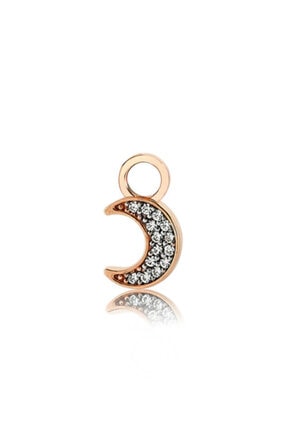 Valori Jewels Ay, Swarovski Zirkon Beyaz Taşlı, Rose Gümüş Küpe Charmı