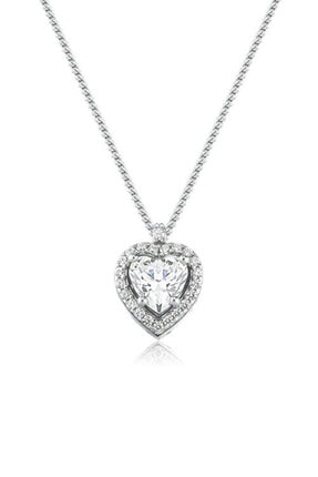 Valori Jewels Kalp, 0.75 Karat Swarovski Zirkon Taşlı, Gümüş Tektaş Kolye
