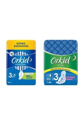 Orkid Ultra Extra Gece Süper Ekonomik Hijyenik Ped 20'li + Maxi 6'li Ped