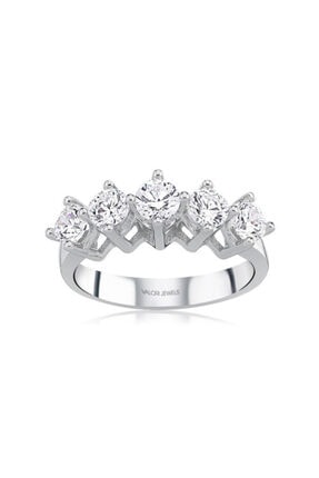 Valori Jewels Piramit Modeli, 1.25 Karat Swarovski Zirkon Taşlı, Gümüş Beştaş Yüzük
