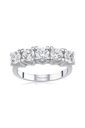 Valori Jewels V Montür, 1.3 Karat Swarovski Zirkon Taşlı, Gümüş Beştaş Yüzük