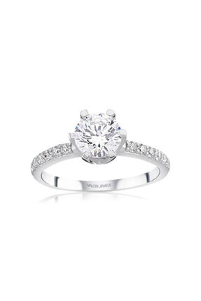 Valori Jewels Altı Tırnak, 1.25 Karat Swarovski Zirkon Taşlı, Gümüş Tektaş Yüzük