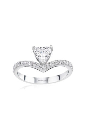 Valori Jewels Kalp, 0.75 Karat Swarovski Zirkon Taşlı, Gümüş Yüzük