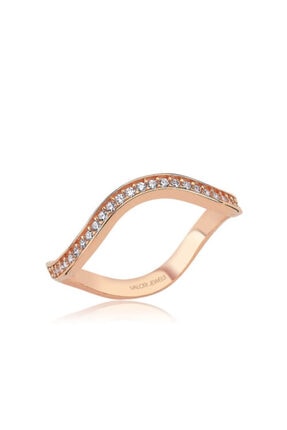 Valori Jewels Yarımtur, Swarovski Zirkon Beyaz Taşlı, Rose Gümüş Yüzük