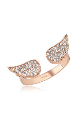 Valori Jewels Melek Kanadı, Swarovski Zirkon Beyaz Taşlı, Rose Gümüş Yüzük