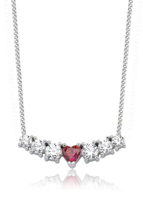 Valori Jewels 0.91 Karat Swarovski Zirkon Kırmızı Kalp Taşlı, Gümüş Kolye
