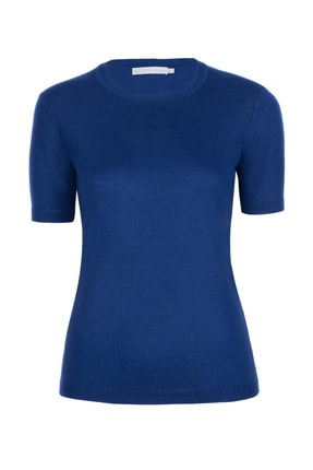 Silk & Cashmere Kadın Mavi İpek Karışımlı Belinda Yuvarlak Yaka Triko B202F358001