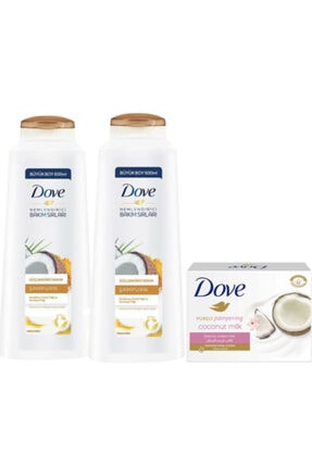Dove Hindistan Cevizi Özlü Şampuan 600 Ml X2 Adet+ Coconut Milk Cream Bar Sabun 100 Gr