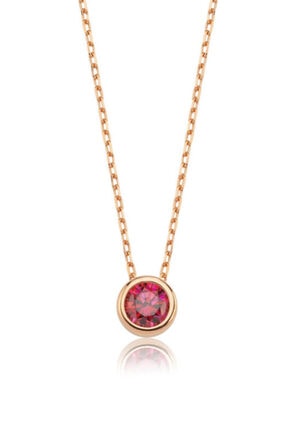 Valori Jewels 0.50 Karat Swarovski Zirkon Kırmızı Yuvarlak Taşlı, Rose Gümüş Kolye