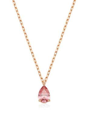 Valori Jewels 0.33 Karat Swarovski Zirkon Pembe Damla Taşlı, Rose Gümüş Kolye
