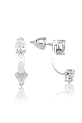 Valori Jewels 1.56 Karat Swarovski Zirkon Damla Üçgen Beyaz Taşlı, Gümüş Küpe