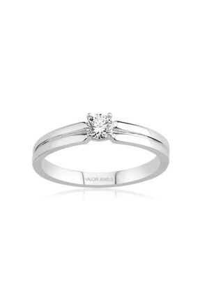 Valori Jewels 0.25 Karat Swarovski Zirkon Beyaz Yuvarlak Taşlı, Gümüş Tektaş Yüzük