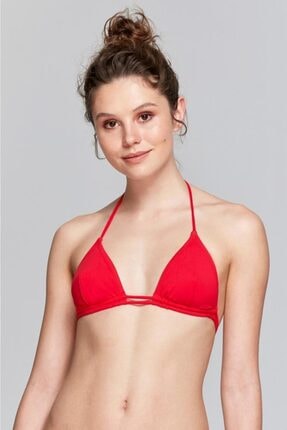 Reflections Kadın Kırmızı Üçgen Çıkarılabilir Kaplı Düz Bikini Üst