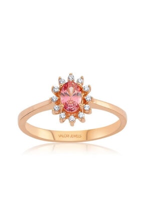Valori Jewels 0.40 Karat Swarovski Zirkon Pembe Oval Taşlı, Rose Gümüş Yüzük