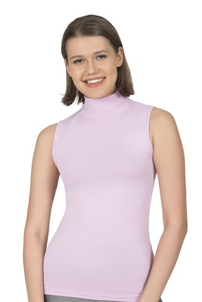 ÖZKAN underwear Kadın Lila Pamuklu Sıfır Kol Balıkçı Yaka Body 26032