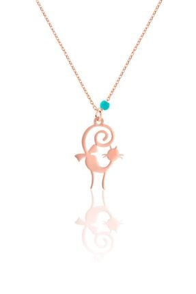 Azuris Silver Kadın Rose Gold 925 Ayar Gümüş Kedi Kolye ALK1369